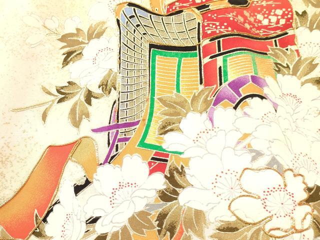 平和屋着物[]お宮参り　女の子　祝着　産着　初着　のしめ　御所車花文　暈し染め　金彩　逸品　DABC5512ma