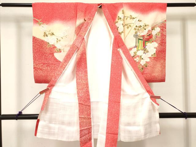 平和屋着物[]お宮参り　女の子　祝着　産着　初着　のしめ　御所車花文　暈し染め　金彩　逸品　DABC5512ma