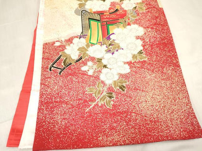 平和屋着物[]お宮参り　女の子　祝着　産着　初着　のしめ　御所車花文　暈し染め　金彩　逸品　DABC5512ma