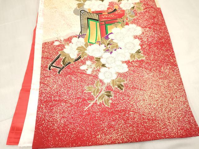 平和屋着物[]お宮参り　女の子　祝着　産着　初着　のしめ　御所車花文　暈し染め　金彩　逸品　DABC5512ma