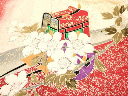 平和屋着物[]お宮参り　女の子　祝着　産着　初着　のしめ　御所車花文　暈し染め　金彩　逸品　DABC5512ma