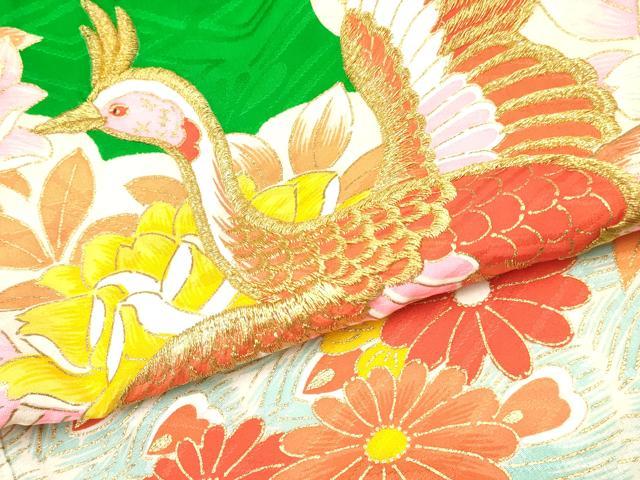 平和屋着物[]お宮参り　女の子　祝着　産着　初着　のしめ　刺繍　鳳凰牡丹花文　金彩　逸品　DABC5513ma