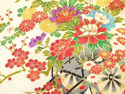 平和屋着物[]お宮参り 女の子 祝着 産着 初着 のしめ 駒刺繍 鞠花車文 金彩 逸品 DABC5516ma