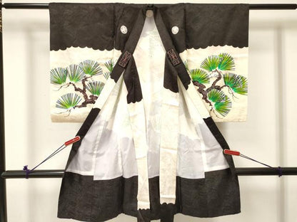 平和屋着物[]お宮参り　男の子　祝着　産着　初着　のしめ　刺繍　鷹　鷲　風景松文　金彩　洗える着物　DABC5517ma