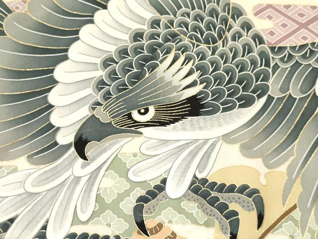 平和屋着物[]お宮参り　男の子　祝着　産着　初着　のしめ　鷹　鷲　兜　金彩　逸品　DABC5518ma