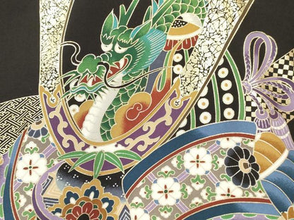 平和屋着物[]お宮参り 男の子 祝着 産着 初着 のしめ 龍 兜 打ち出の小槌 扇面松文 暈し染め 金彩 逸品 DABC5519ma