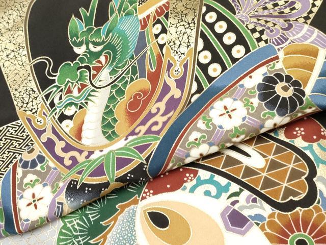 平和屋着物[]お宮参り　男の子　祝着　産着　初着　のしめ　龍　兜　打ち出の小槌　扇面松文　暈し染め　金彩　逸品　DABC5519ma