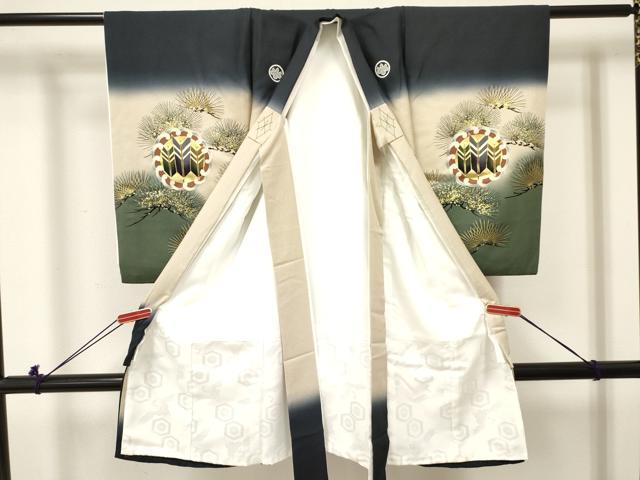平和屋着物[]お宮参り　男の子　祝着　産着　初着　のしめ　龍　兜　矢羽松文　暈し染め　金彩　逸品　DABC5520ma