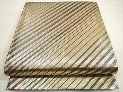 平和屋着物◎両面　全通柄袋帯　斜縞　金銀糸　正絹　逸品　DABC5530xg