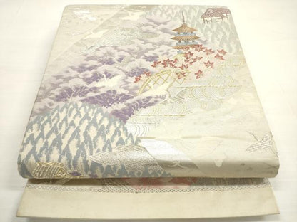 平和屋着物◎六通柄袋帯　唐織　遠山風景文　金銀糸　正絹　逸品　DABC5540xg
