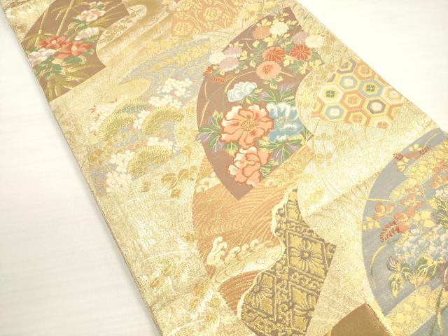 平和屋着物◎佐賀錦　六通柄袋帯　琳派悠久文　金糸　正絹　逸品　DABC5548xg