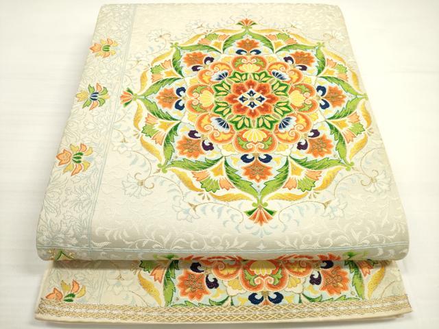 平和屋着物◎六通柄袋帯　唐織　正倉院花唐草文　金糸　正絹　逸品　DABC5550xg