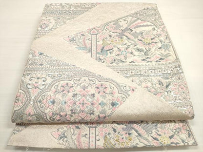 平和屋着物◎六通柄　本袋帯　唐織　裂取更紗　金銀糸　正絹　逸品　DABC5551xg