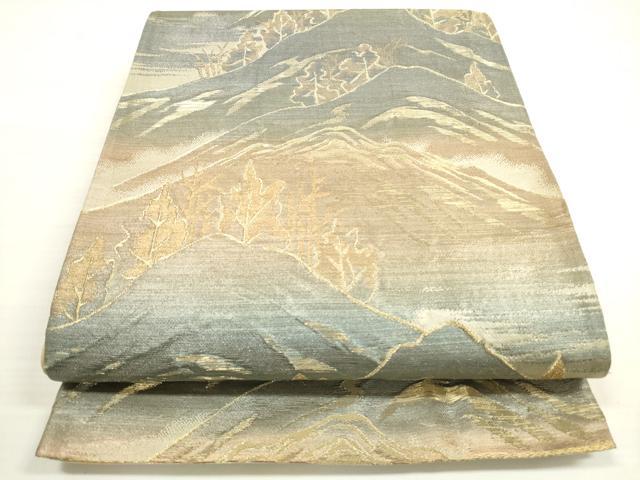 平和屋着物◎六通柄袋帯　遠山樹林文　金糸　正絹　逸品　DABC5557xg
