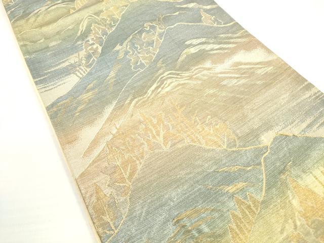 平和屋着物◎六通柄袋帯　遠山樹林文　金糸　正絹　逸品　DABC5557xg