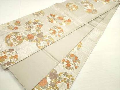 平和屋着物◎六通柄袋帯　唐織　花丸文　金銀糸　正絹　逸品　DABC5566xg