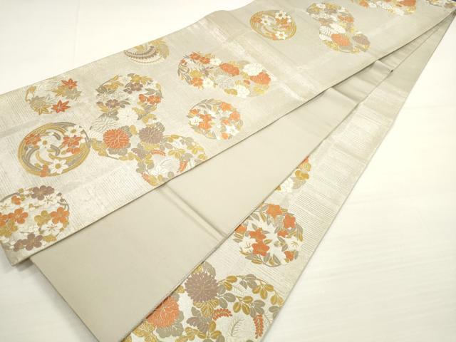 平和屋着物◎六通柄袋帯　唐織　花丸文　金銀糸　正絹　逸品　DABC5566xg
