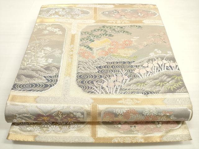 平和屋着物◎六通柄袋帯　唐織　桃山絵巻　金銀糸　正絹　逸品　DABC5584xg