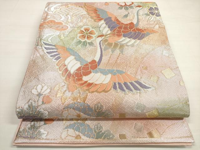平和屋着物◎六通柄袋帯　飛鶴花松文　金銀糸　正絹　逸品　DABC5600xg