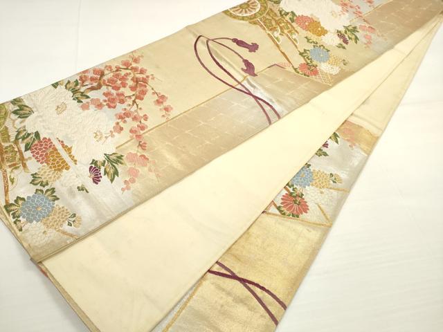 平和屋着物◎六通柄袋帯　唐織　花車文　金銀糸　正絹　逸品　DABC5611xg