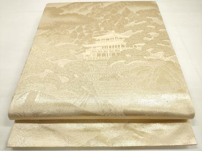 平和屋着物◎六通柄袋帯　京名所　金閣寺　金糸　正絹　逸品　DABC5670xg