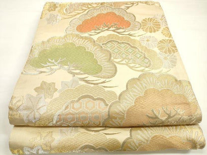 平和屋着物◎六通柄 京袋帯 枝松文 金銀糸 正絹 逸品 DABC5694xg