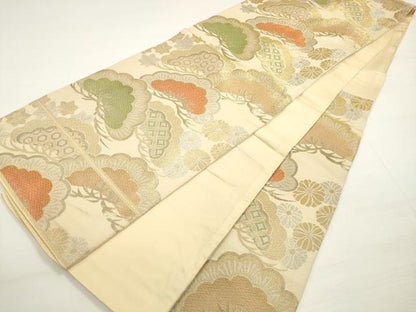 平和屋着物◎六通柄 京袋帯 枝松文 金銀糸 正絹 逸品 DABC5694xg