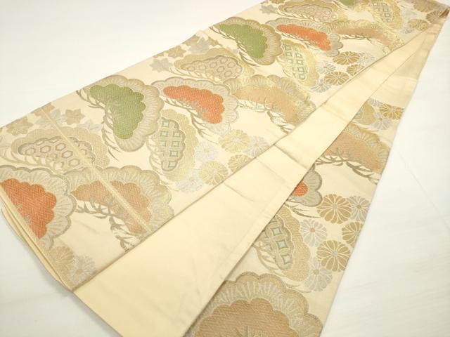 平和屋着物◎六通柄 京袋帯 枝松文 金銀糸 正絹 逸品 DABC5694xg