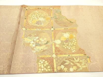 平和屋着物◎太鼓柄袋帯 天井花丸文 金糸 正絹 逸品 DABC5722xg