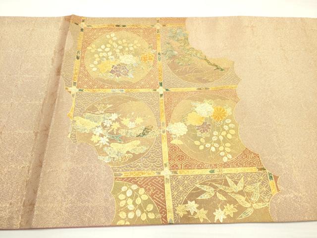 平和屋着物◎太鼓柄袋帯 天井花丸文 金糸 正絹 逸品 DABC5722xg