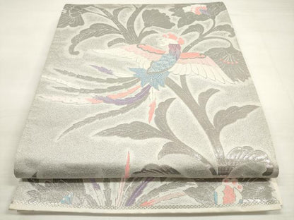平和屋着物◎六通柄袋帯　唐織　鳳凰更紗花唐草文　九百錦プラチナ箔　正絹　逸品　DABC5725xg