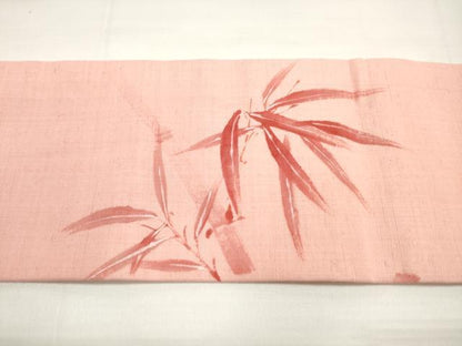 平和屋着物◎九寸名古屋帯 手描き 紬地 笹竹文 正絹 逸品 DABC5740xg