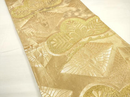 平和屋着物◎六通柄袋帯 菱飛鶴松文 金糸 正絹 逸品 DABC5754xg