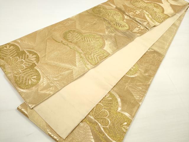 平和屋着物◎六通柄袋帯 菱飛鶴松文 金糸 正絹 逸品 DABC5754xg
