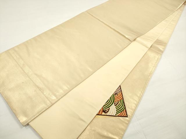 平和屋着物◎太鼓柄袋帯　唐織　立波文　金糸　正絹　逸品　DABC5761xg
