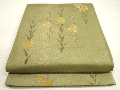 平和屋着物◎六通柄袋帯　草花文　金糸　正絹　逸品　DABC5768xg