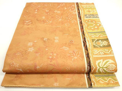 平和屋着物◎六通柄袋帯　更紗花間道　金糸　正絹　逸品　DABC5777xg