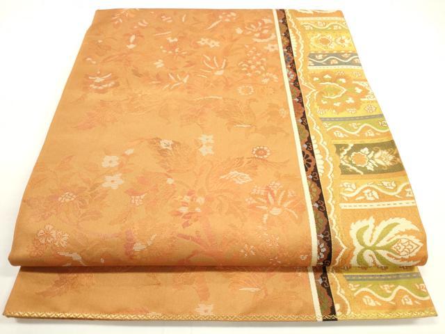 平和屋着物◎六通柄袋帯　更紗花間道　金糸　正絹　逸品　DABC5777xg