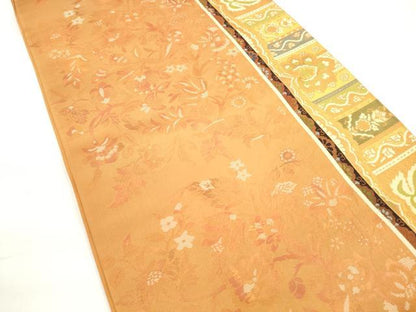 平和屋着物◎六通柄袋帯　更紗花間道　金糸　正絹　逸品　DABC5777xg