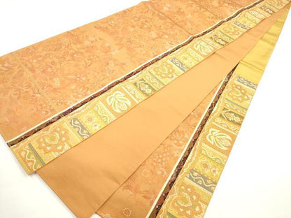 平和屋着物◎六通柄袋帯　更紗花間道　金糸　正絹　逸品　DABC5777xg