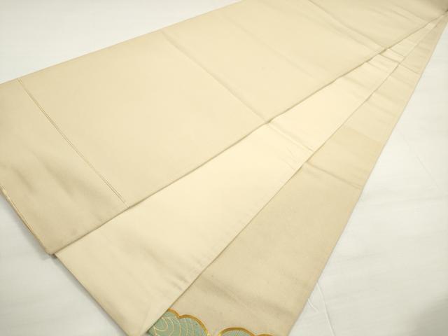 平和屋着物◎太鼓柄袋帯 唐織 駒刺繍 雲取り青海波 金糸 正絹 逸品 DABC5790xg
