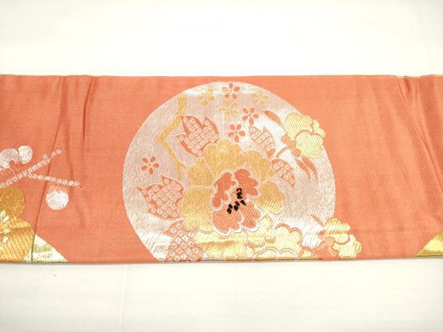 平和屋着物◎九寸名古屋帯　唐織　花丸文　金銀糸　正絹　逸品　DABC5792xg