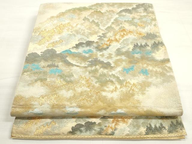 平和屋着物◎西陣 六通柄袋帯 遠山樹林文 金銀糸 正絹 逸品 DABC5800xg