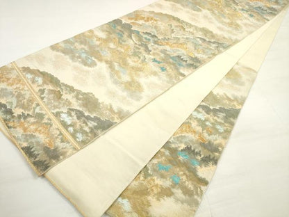 平和屋着物◎西陣 六通柄袋帯 遠山樹林文 金銀糸 正絹 逸品 DABC5800xg