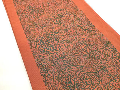 平和屋着物◎全通柄袋帯　花絵皿　正絹　逸品　DABC5803xg