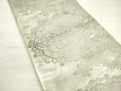 平和屋着物◎六通柄袋帯 正倉院花文 銀糸 正絹 逸品 DABC5816xg