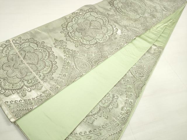 平和屋着物◎六通柄袋帯 正倉院花文 銀糸 正絹 逸品 DABC5816xg