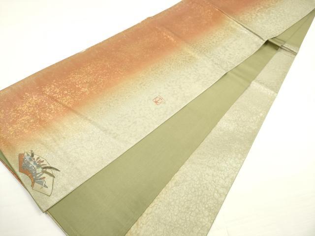 平和屋着物◎六通柄袋帯　作家物　霞文　ワンポイント　金彩　引箔　正絹　逸品　DABC5825xg