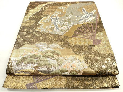 平和屋着物◎六通柄袋帯　唐織　天井蒔絵文　金銀糸　正絹　逸品　DABC5831xg