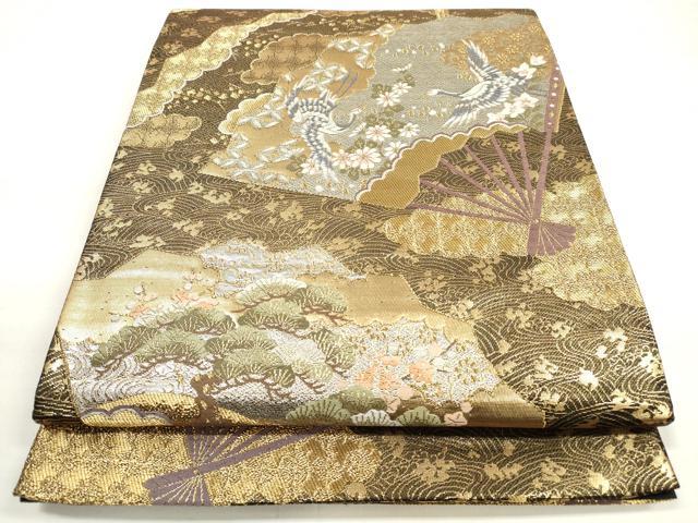 平和屋着物◎六通柄袋帯　唐織　天井蒔絵文　金銀糸　正絹　逸品　DABC5831xg